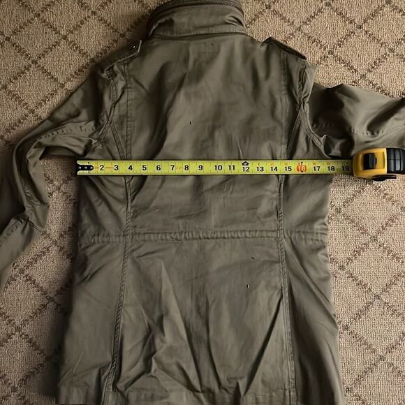 La Rok Luxe Army Green Safari Jacket w removable rabbit fur vest lining NWOT XS - Picture 7 of 10